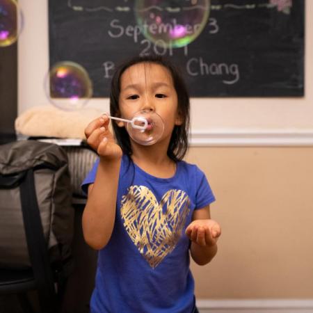 Bubbles for luck before school starts